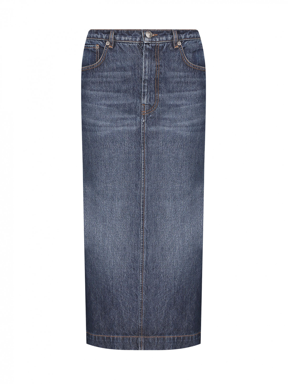 Джинсовая юбка-миди с разрезами Sportmax  –  Общий вид  – Цвет:  Синий