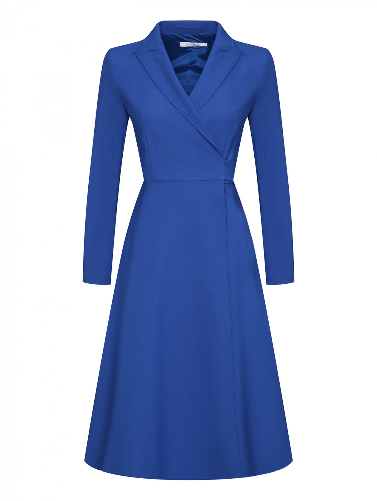 Платье-миди из шерсти Max Mara  –  Общий вид  – Цвет:  Синий