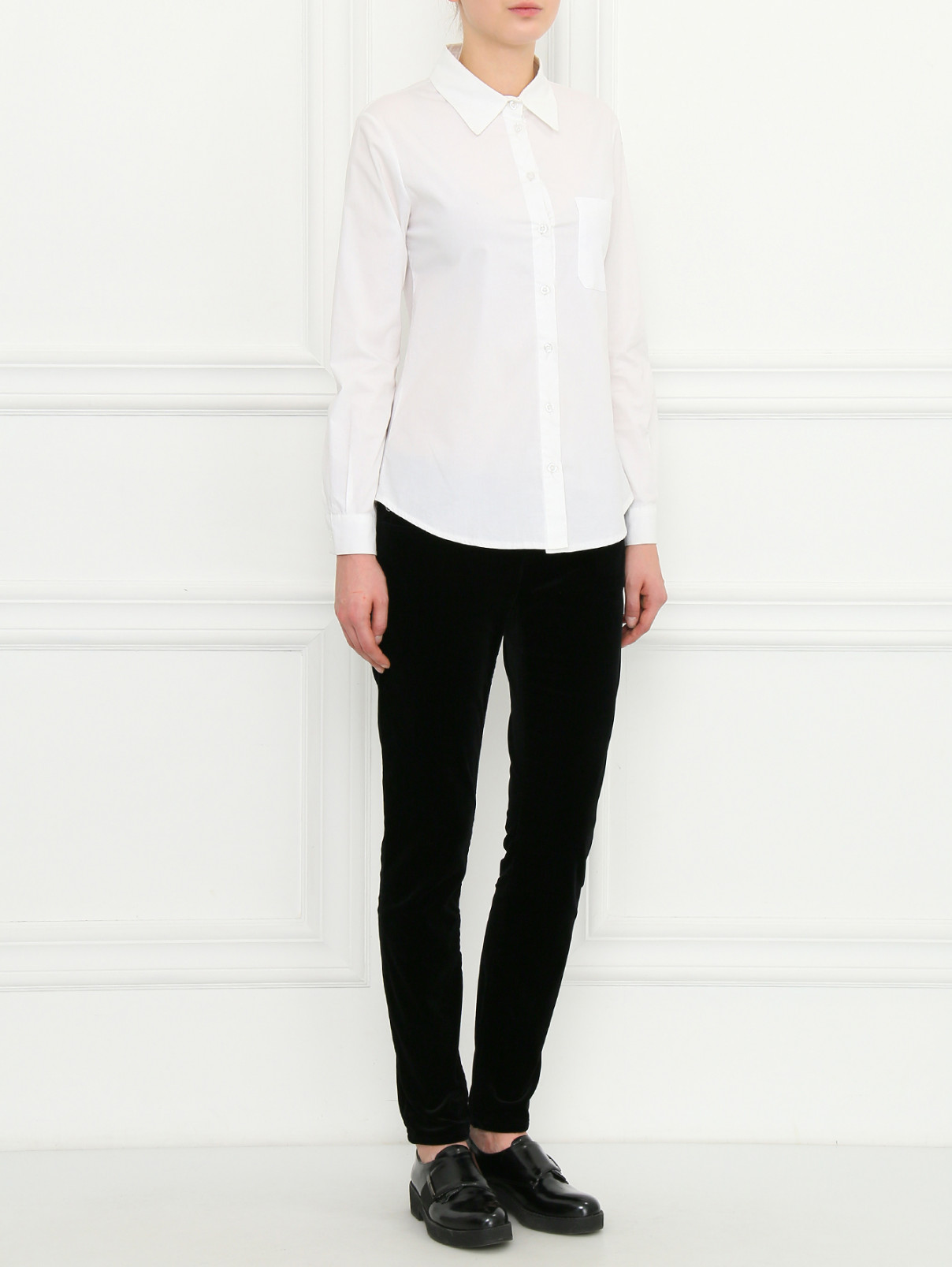 Вельветовые брюки зауженного кроя Armani Jeans  –  Модель Общий вид  – Цвет:  Черный