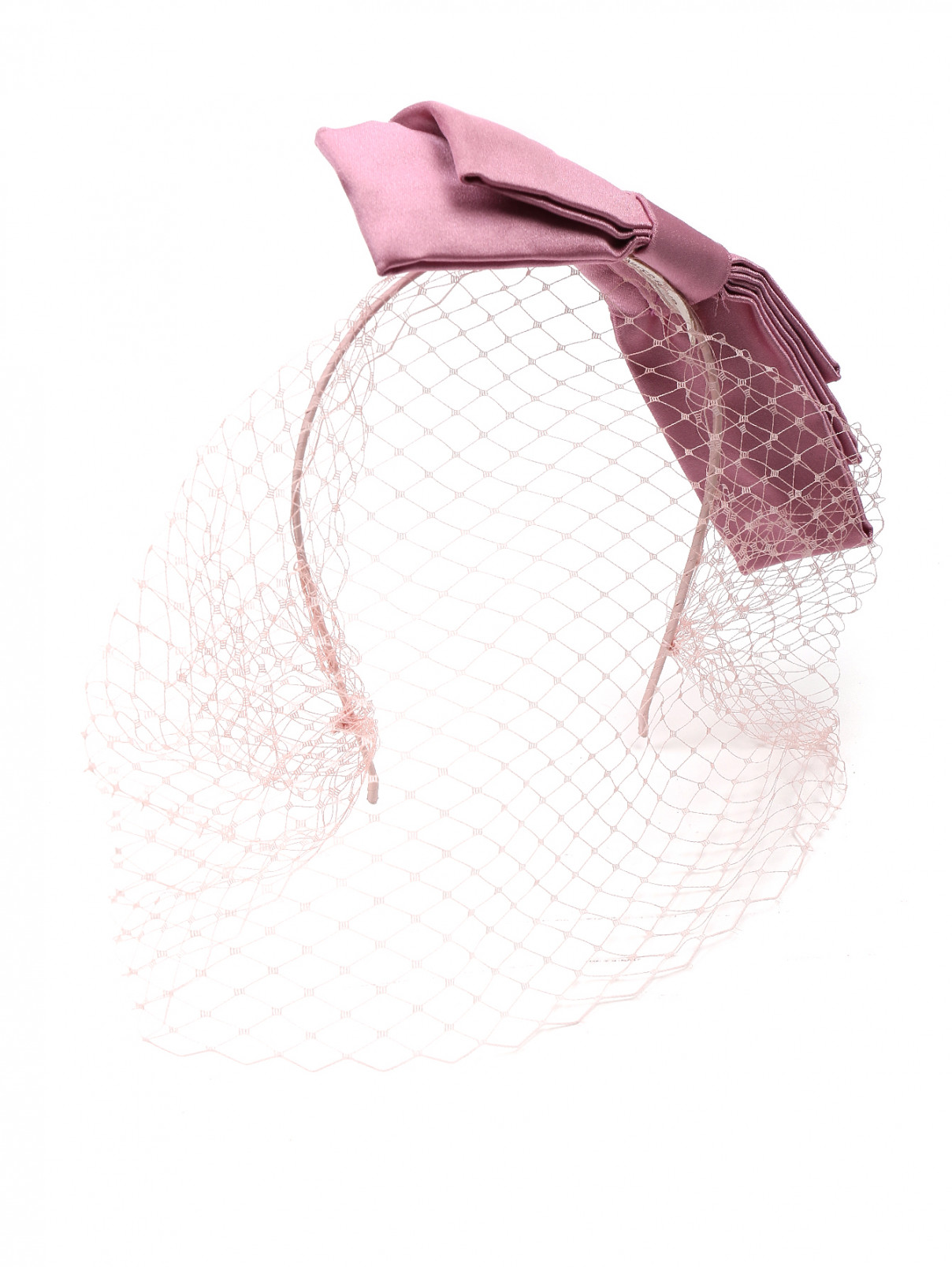 ободок с вуалью и  шелковым бантом Jennifer Behr  –  Общий вид  – Цвет:  Розовый
