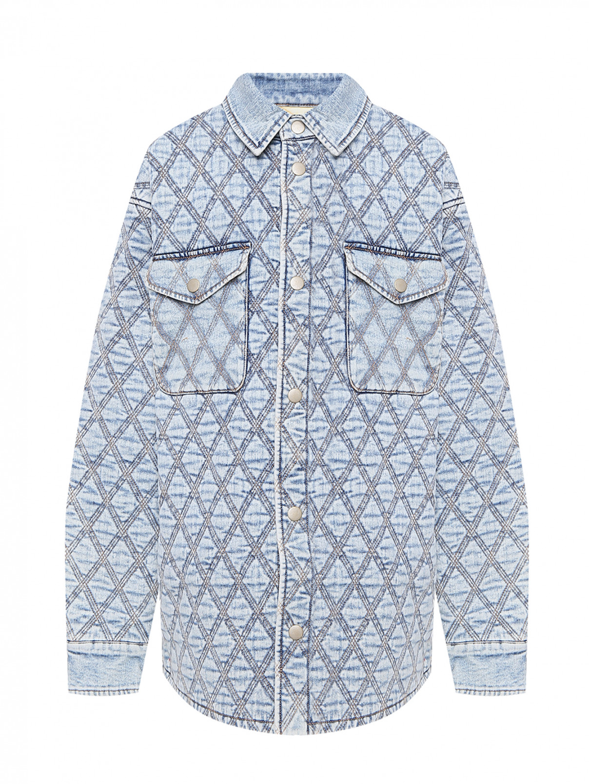 Стеганая куртка-рубашка из денима Diesel  –  Общий вид  – Цвет:  Синий