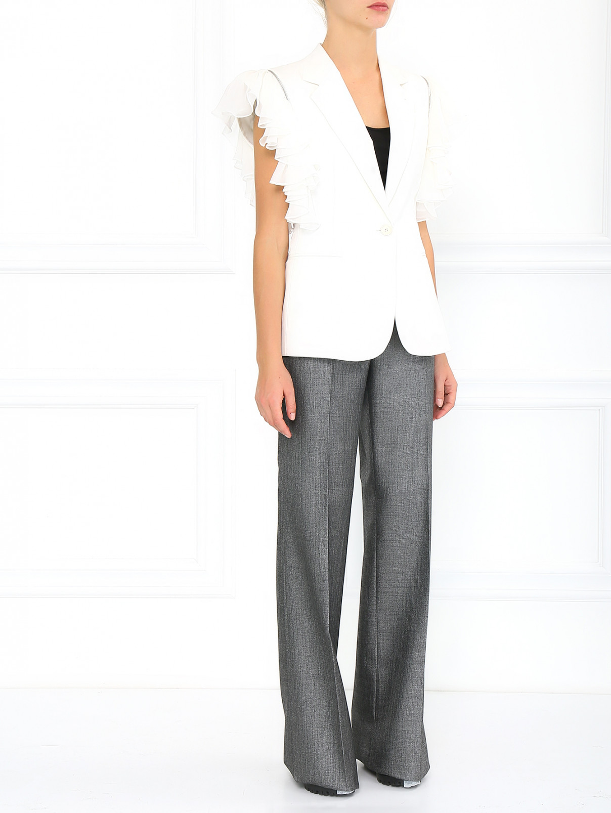 Широкие брюки из смешанной шерсти Barbara Bui  –  Модель Общий вид  – Цвет:  Серый