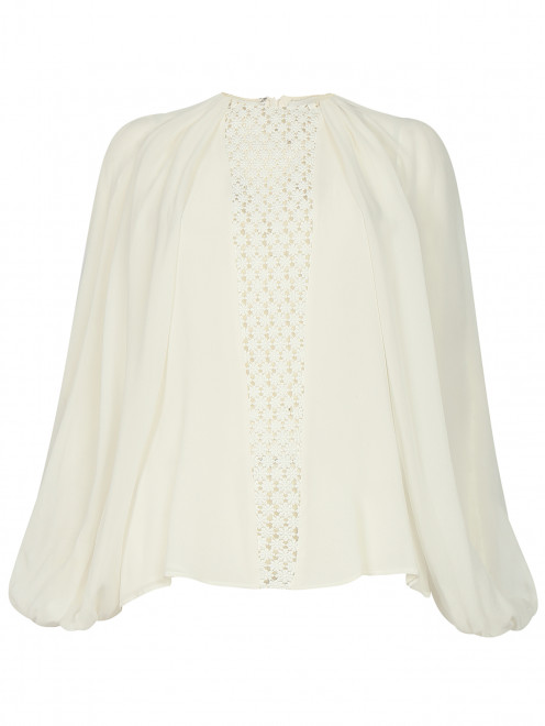 Блуза из шелка с декоративной вышивкой - Общий вид