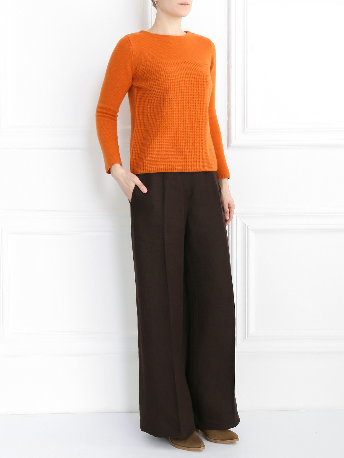Свободные брюки из льна Andrew GN  –  Модель Общий вид  – Цвет:  Коричневый