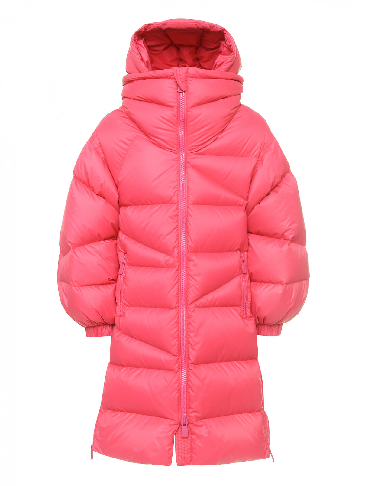 Пуховое пальто с карманами Bacon  –  Общий вид  – Цвет:  Розовый
