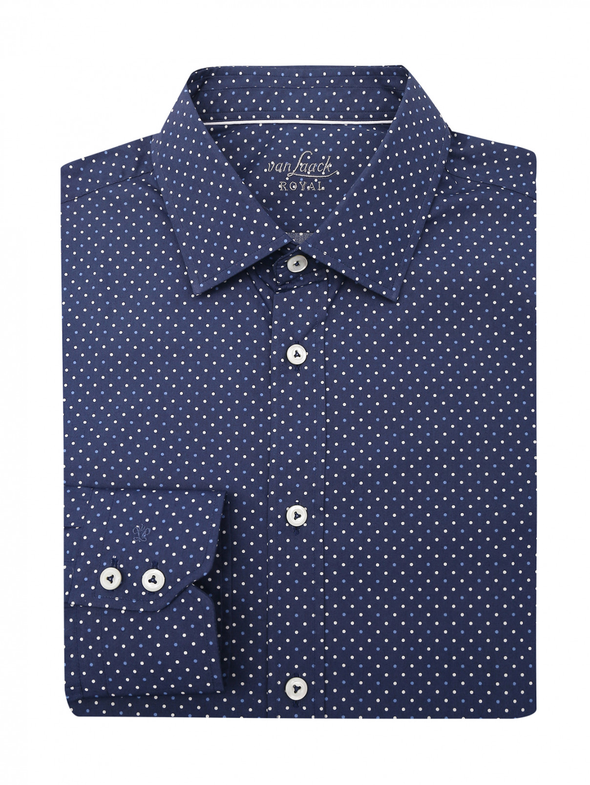 Рубашка из хлопка с узором Van Laack  –  Общий вид  – Цвет:  Синий