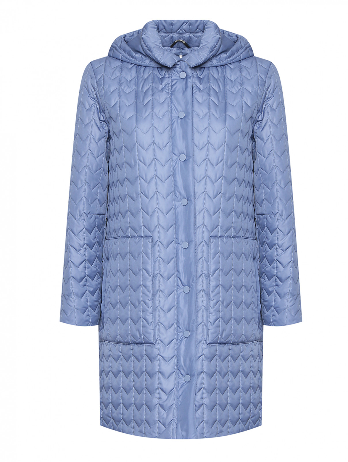 Удлиненная стеганая куртка с капюшоном Marina Rinaldi  –  Общий вид  – Цвет:  Синий