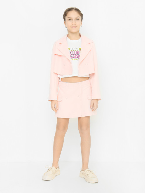 Футболка с принтом из трикотажа MSGM - МодельОбщийВид
