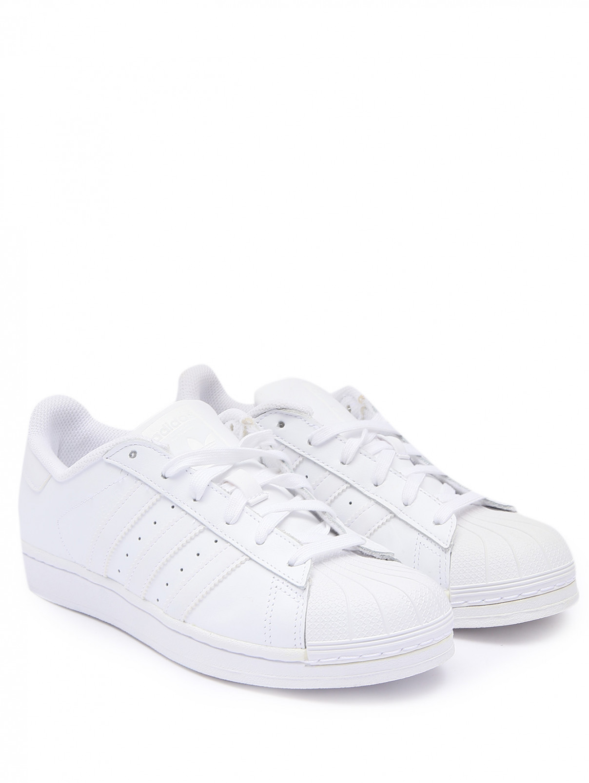 Комбинированные кеды на шнурках Adidas Originals  –  Общий вид  – Цвет:  Белый