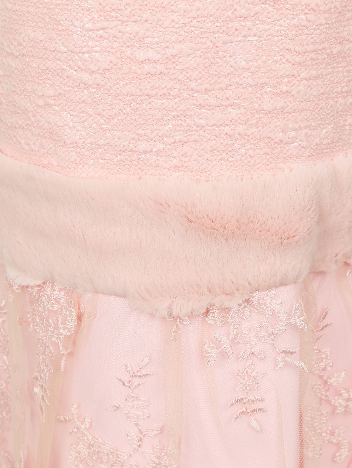 Платье с кружевной юбкой и отделкой мехом Val Max  –  Деталь1  – Цвет:  Розовый
