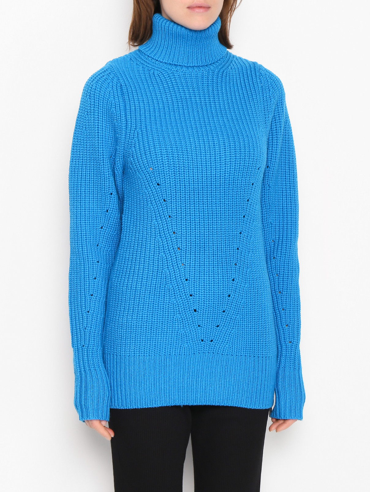 Однотонный свитер из шерсти Barbara Bui  –  МодельВерхНиз  – Цвет:  Синий