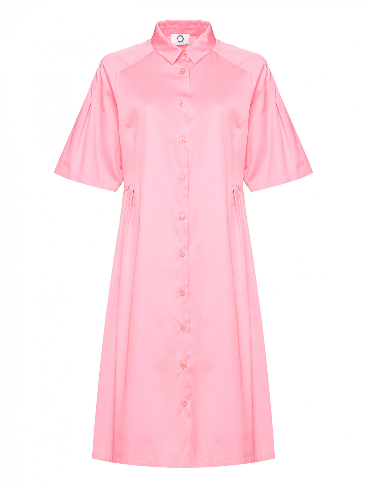 Платье из хлопка с короткими рукавами Marina Rinaldi  –  Общий вид  – Цвет:  Розовый
