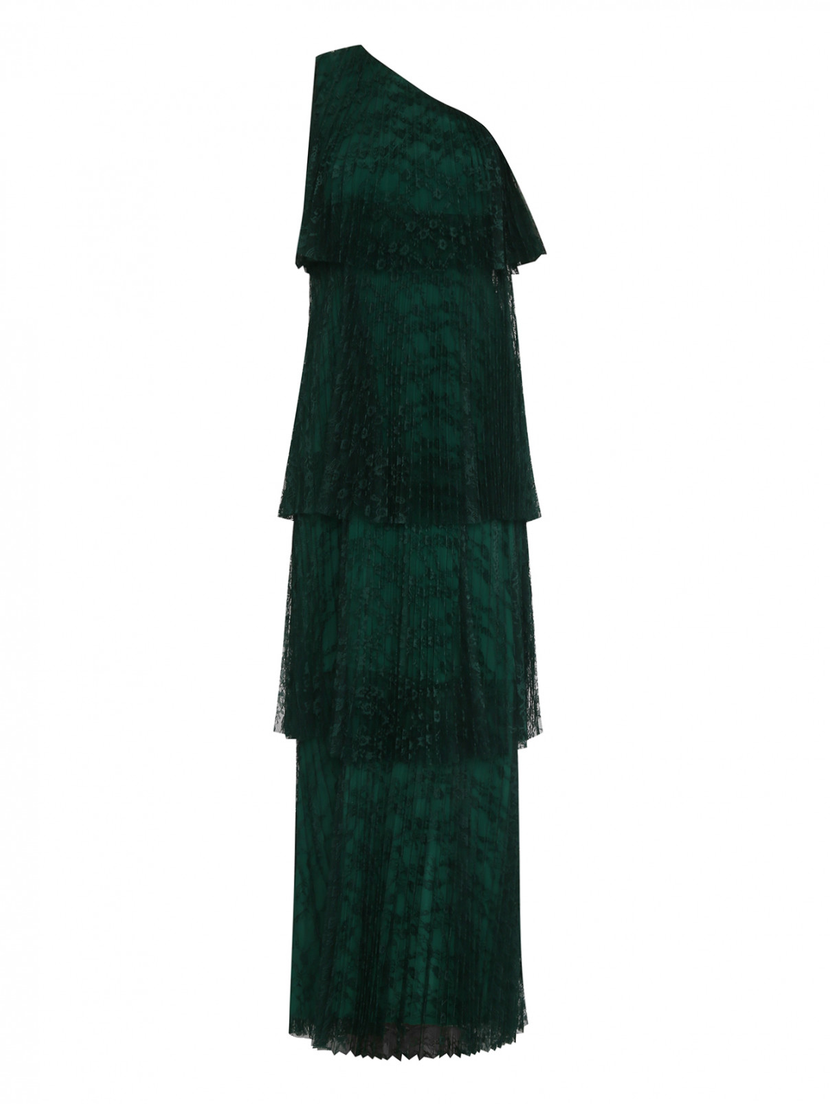 Платье-макси с кружевной аппликацией Max Mara  –  Общий вид  – Цвет:  Зеленый