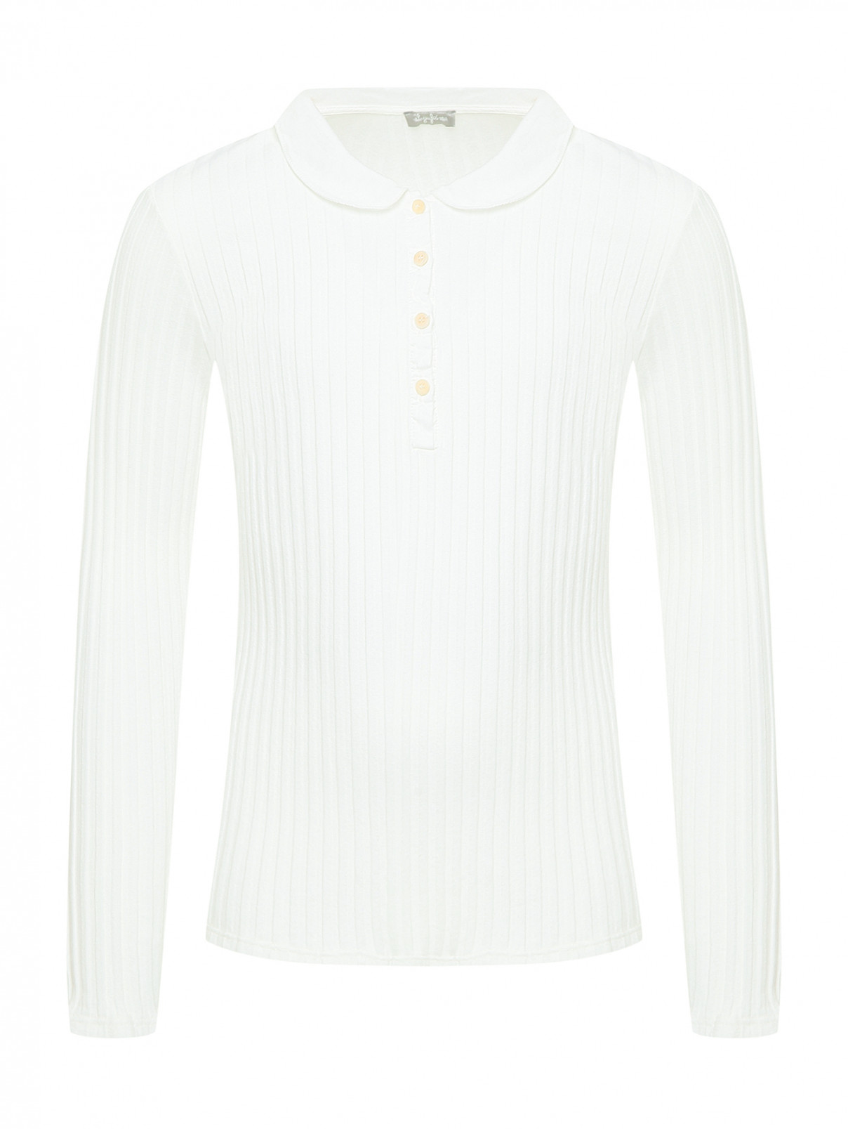 Блуза с отложным воротником в рубчик Il Gufo  –  Общий вид  – Цвет:  Белый
