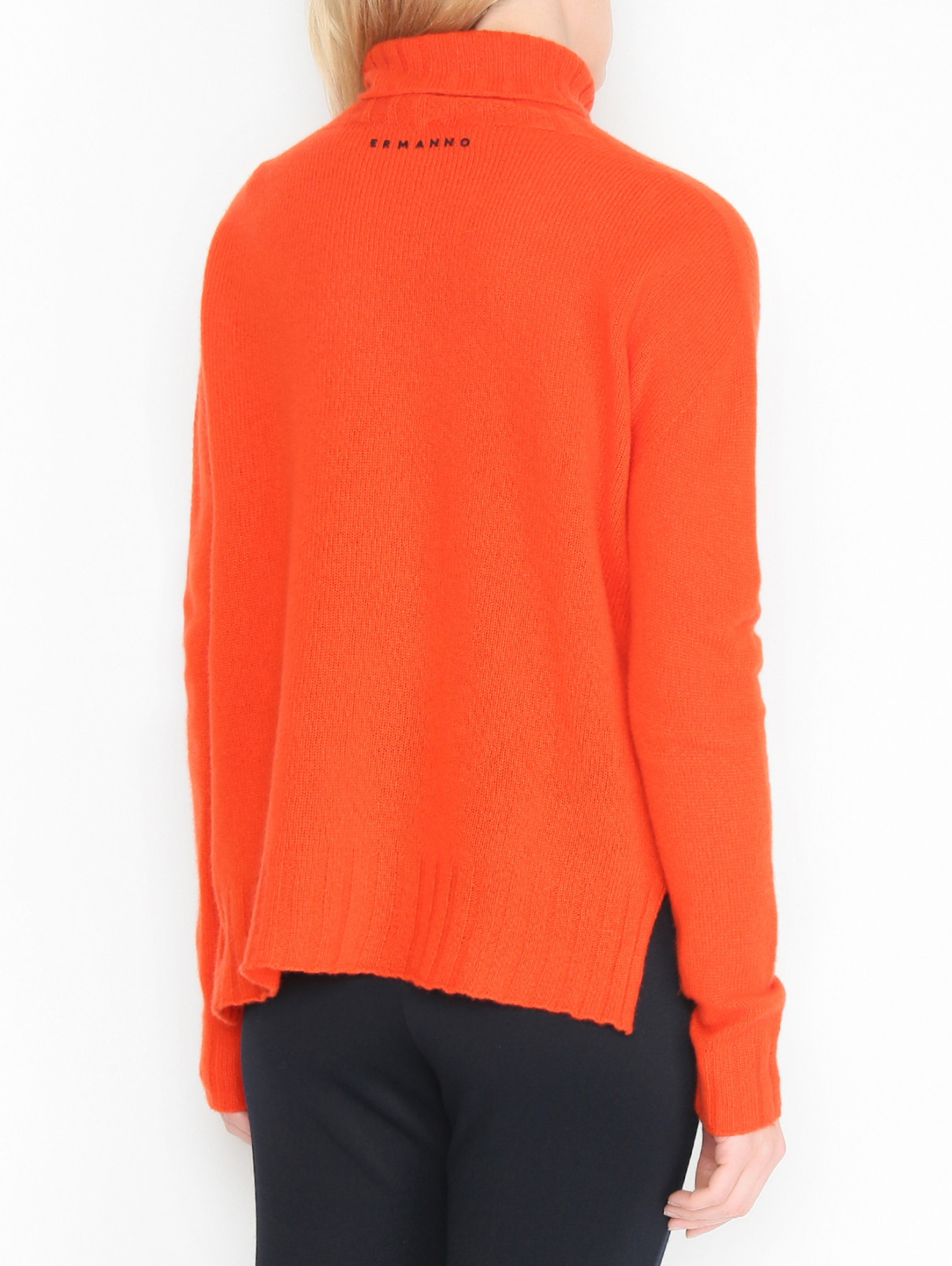 Однотонный свитер из шерсти и кашемира Ermanno Firenze  –  МодельВерхНиз1  – Цвет:  Оранжевый
