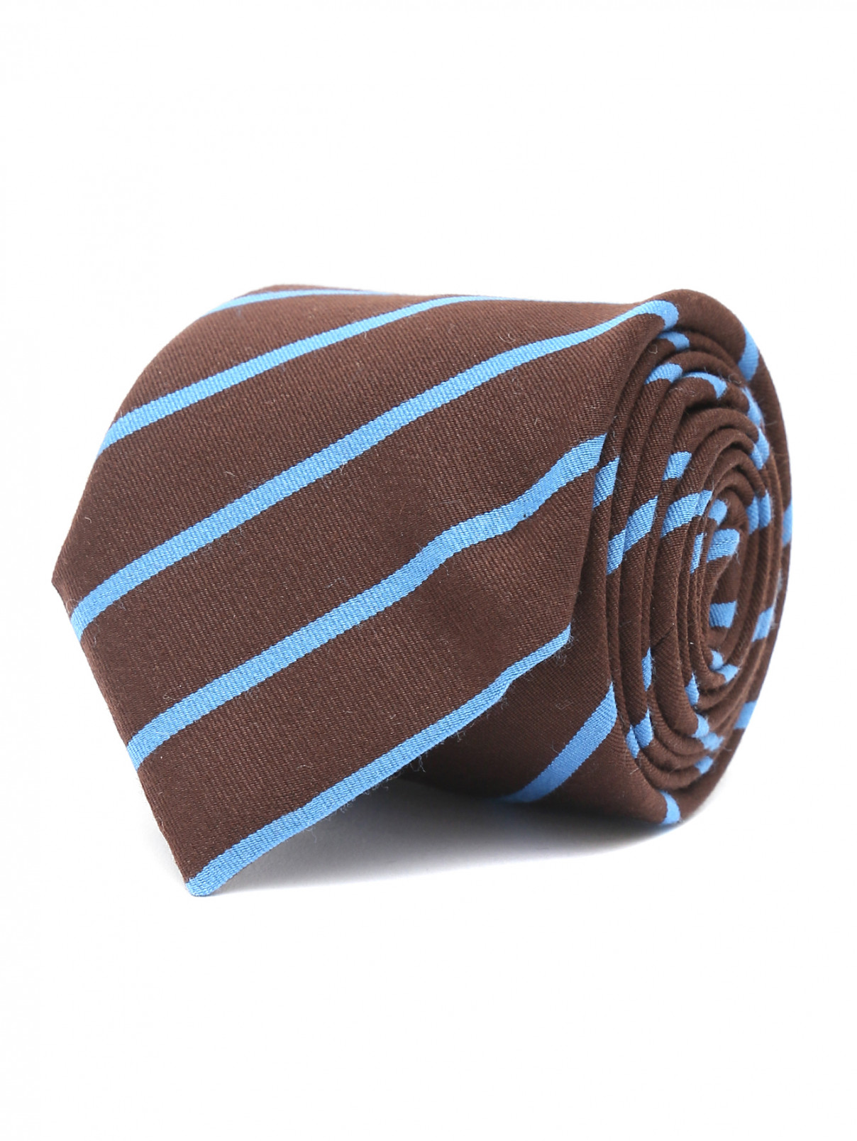 Галстук из шерсти и шелка с узором Eton  –  Общий вид  – Цвет:  Коричневый