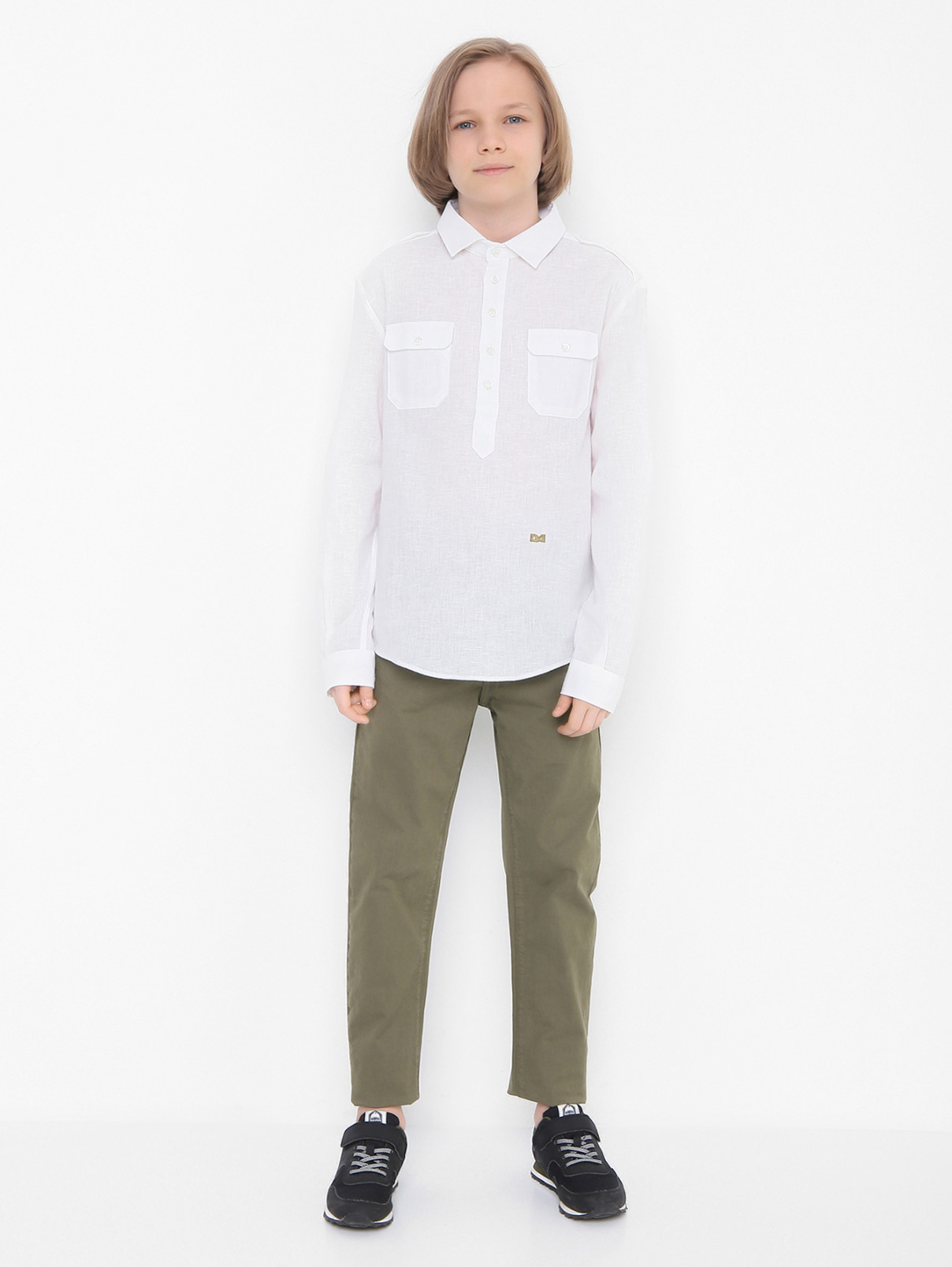 Хлопковые брюки с завязками Daniele Alessandrini  –  МодельОбщийВид  – Цвет:  Зеленый