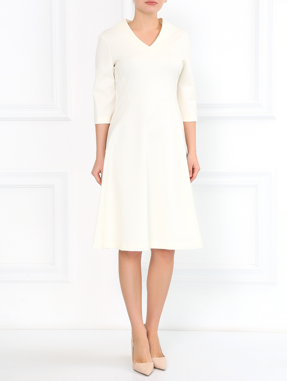 Платье из хлопка ассиметричного кроя Jil Sander  –  Модель Общий вид  – Цвет:  Белый
