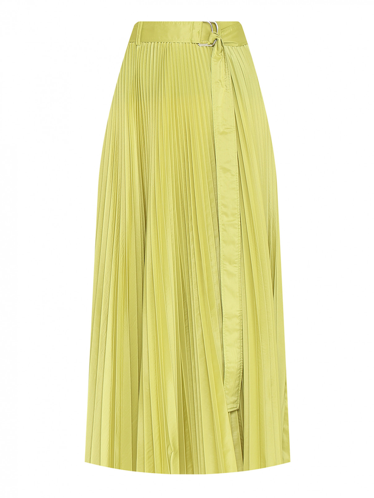 Плиссированная юбка-миди с поясом Max Mara  –  Общий вид  – Цвет:  Зеленый