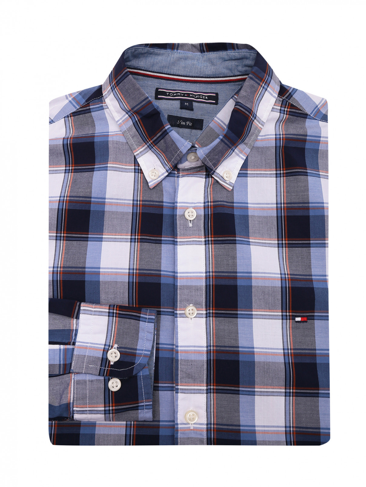 Рубашка из хлопка с узором Tommy Hilfiger  –  Общий вид  – Цвет:  Синий