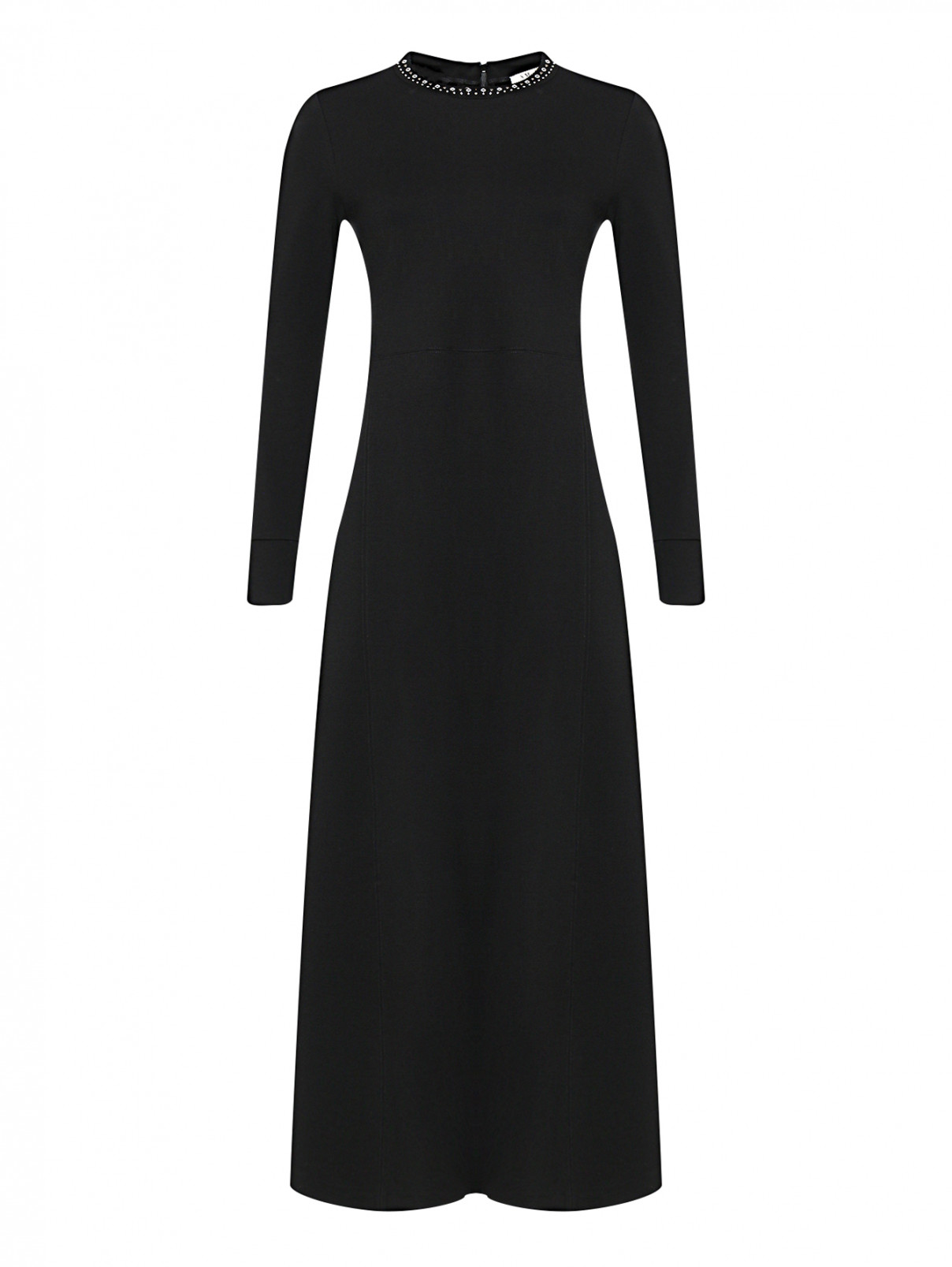 Трикотажное платье-миди Max Mara  –  Общий вид  – Цвет:  Черный