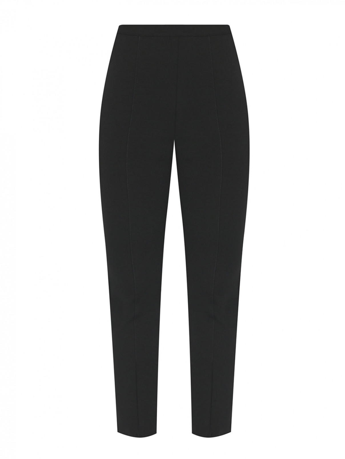 Трикотажные брюки на резинке с разрезами Marina Rinaldi  –  Общий вид  – Цвет:  Черный