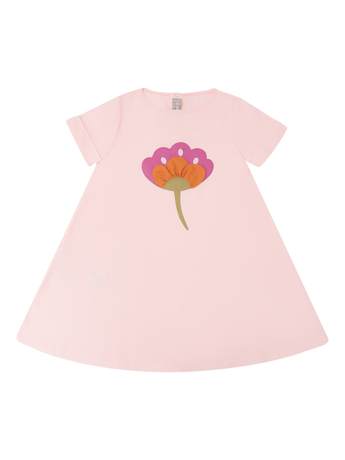 Трикотажное платье с аплликацией Il Gufo  –  Общий вид  – Цвет:  Розовый