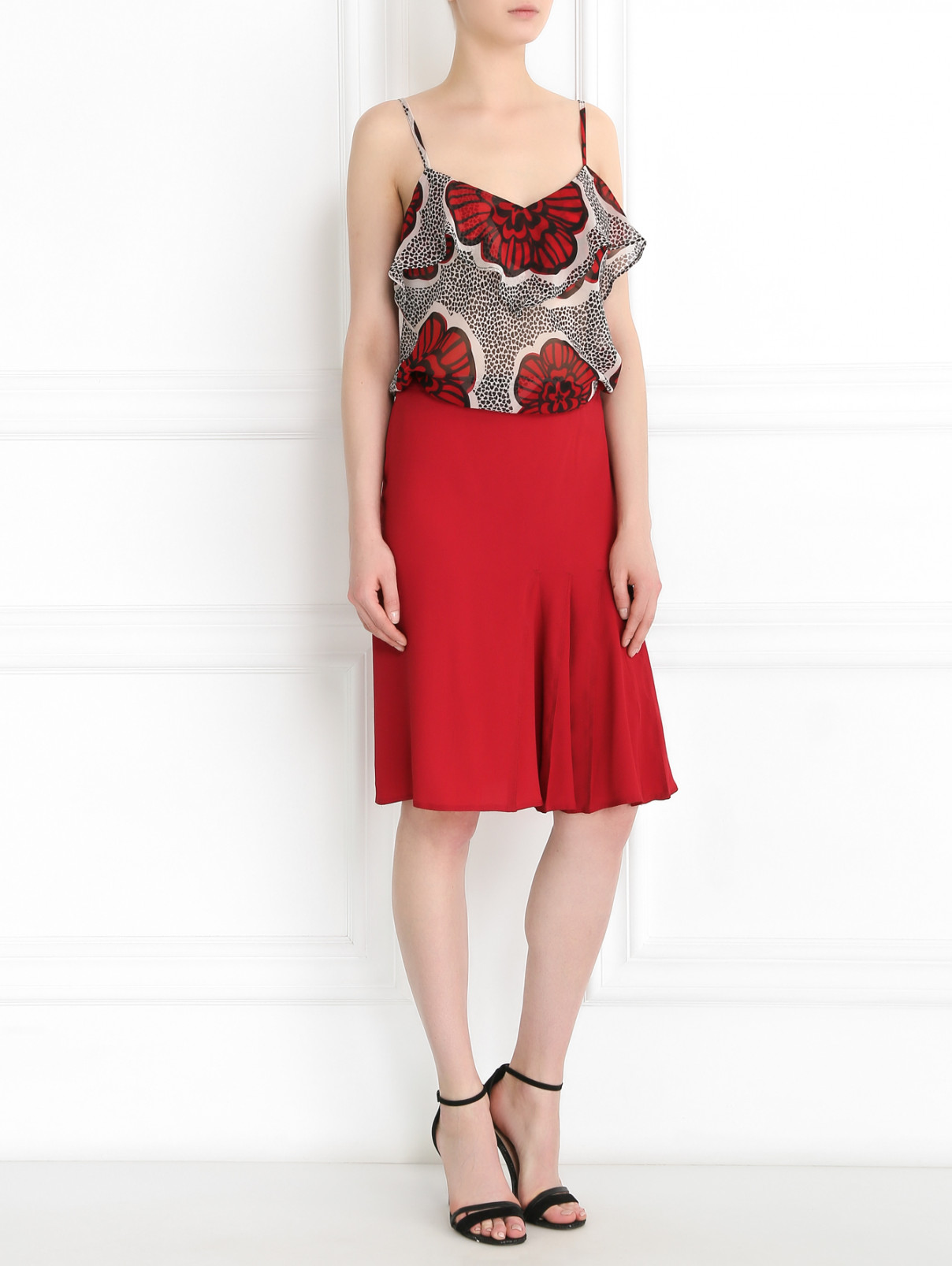 Юбка из смешанного шелка Jean Paul Gaultier  –  Модель Общий вид  – Цвет:  Красный