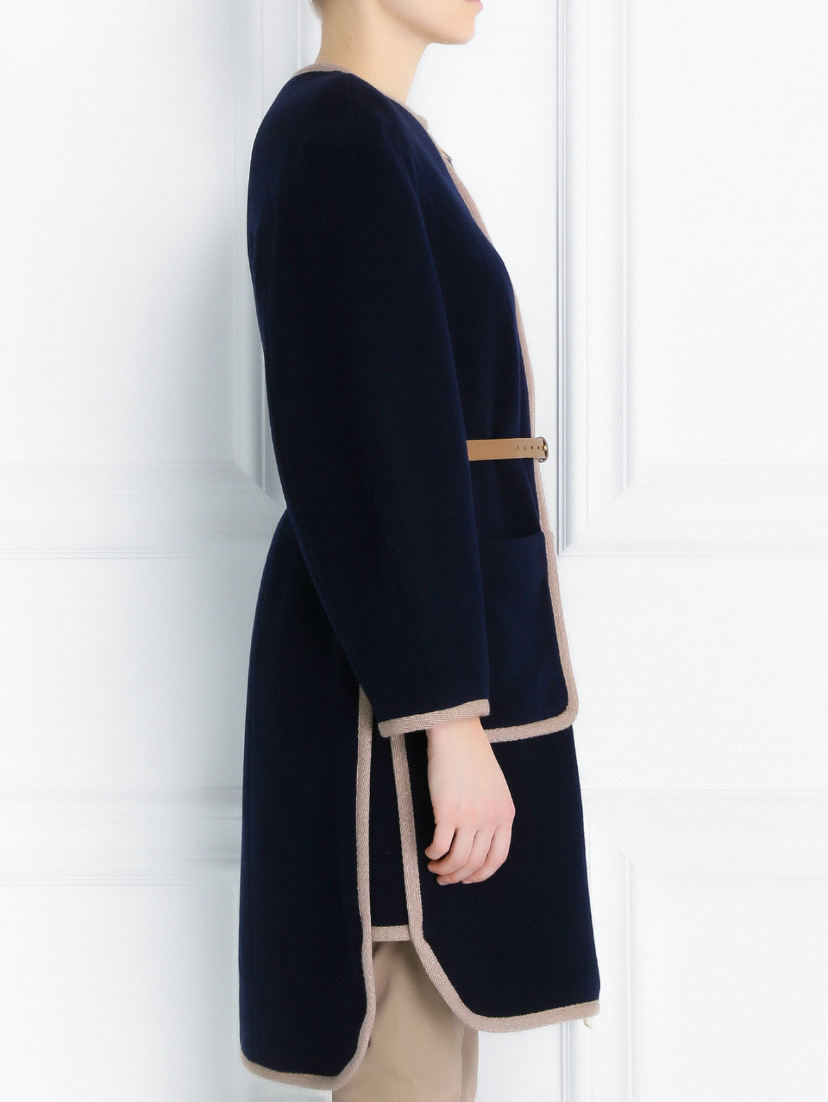 Пальто из шерсти с накладными карманами Tara Jarmon  –  Модель Верх-Низ2  – Цвет:  Синий