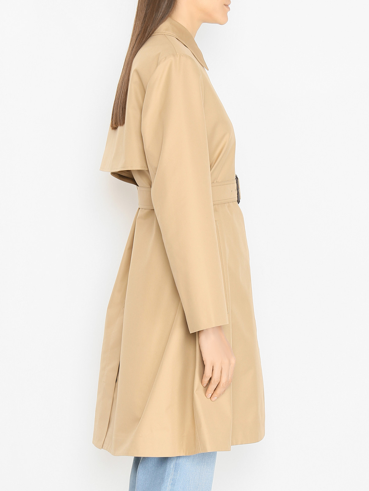 Плащ из смешанного хлопка с поясом Weekend Max Mara  –  МодельВерхНиз2  – Цвет:  Бежевый