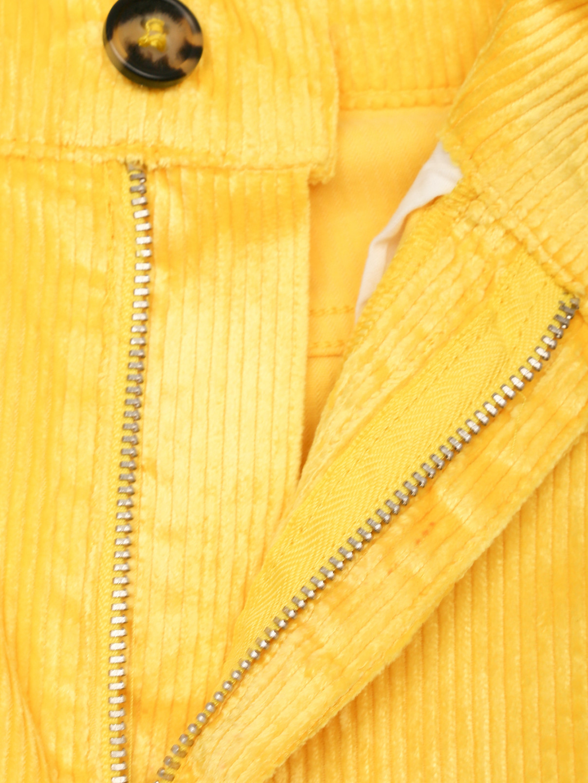 Однотонные брюки из смешанного хлопка Marina Rinaldi  –  Деталь  – Цвет:  Желтый