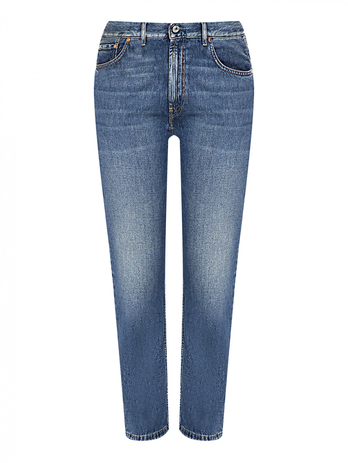 Укороченные джинсы с потертостями Marina Rinaldi  –  Общий вид  – Цвет:  Синий