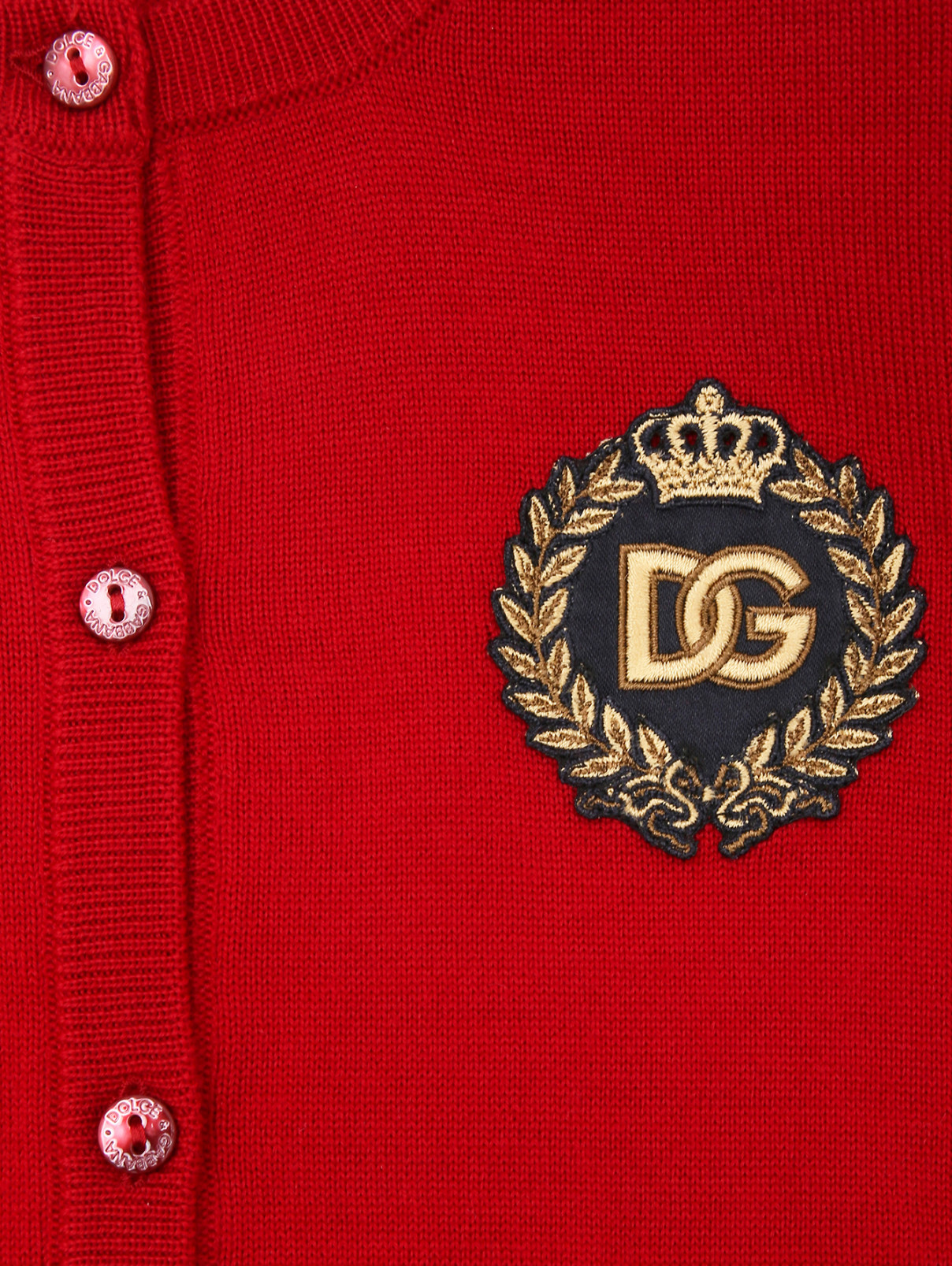 Шерстяной кардиган с аппликацией Dolce & Gabbana  –  Деталь  – Цвет:  Красный