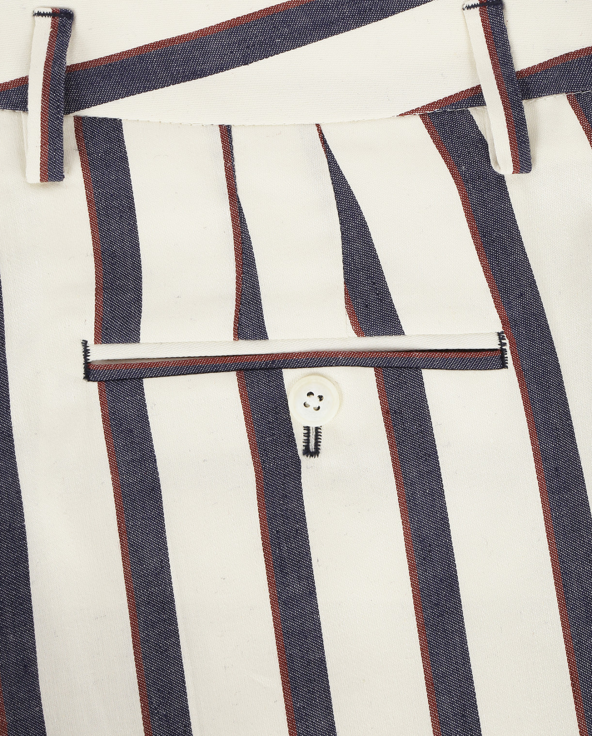 Классические брюки прямого фасона из хлопка и льна  с узором "полоска" Chloé Stora  –  Деталь  – Цвет:  Белый