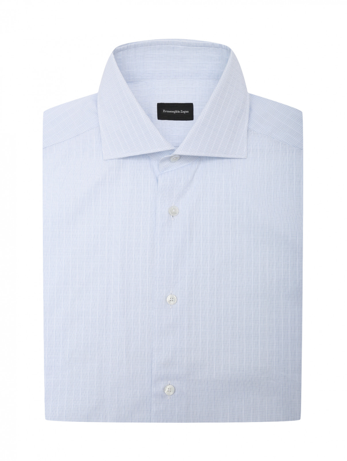 Рубашка из хлопка с короткими рукавами Ermenegildo Zegna  –  Общий вид  – Цвет:  Синий