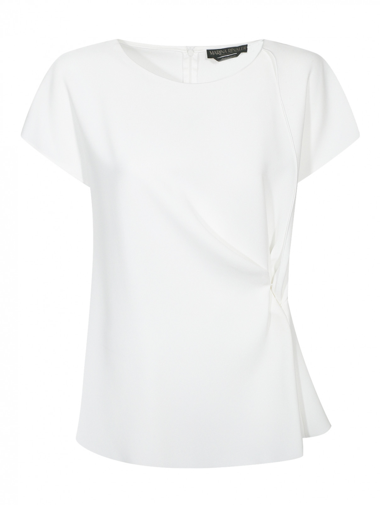 Блуза с короткими рукавами и драпировкой Marina Rinaldi  –  Общий вид  – Цвет:  Белый
