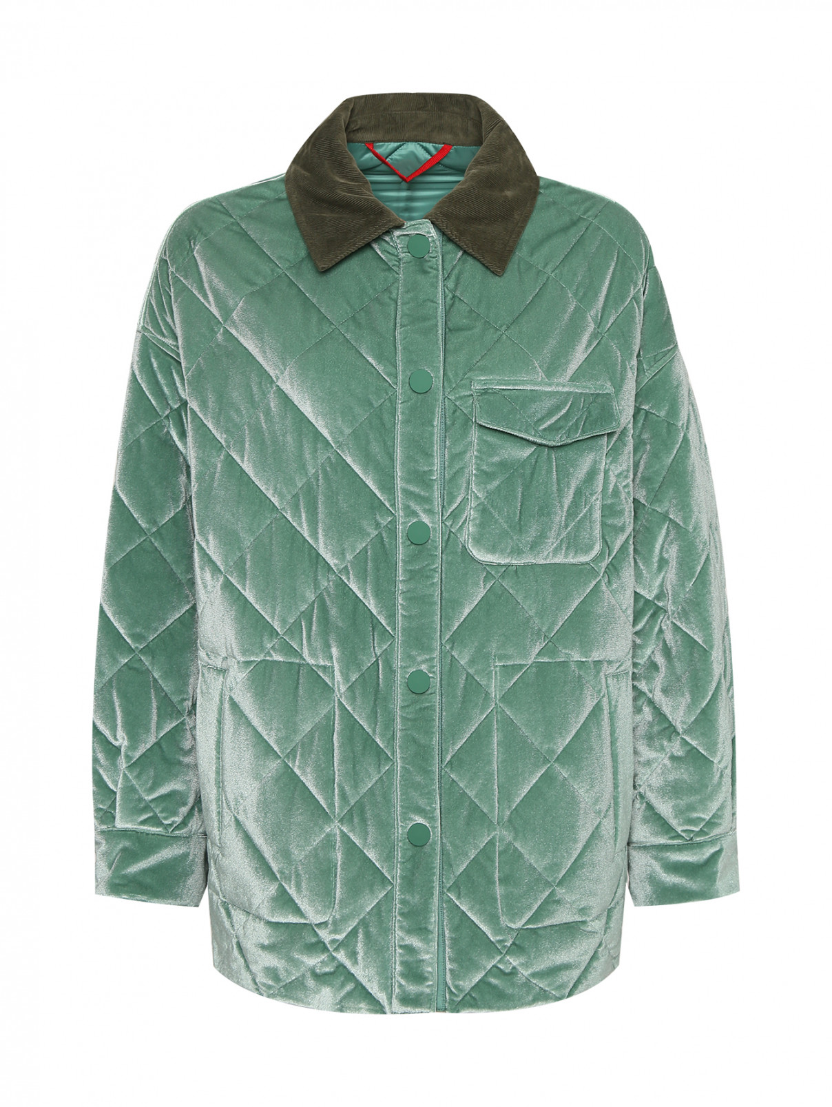 Стеганая куртка на кнопках Max&Co  –  Общий вид  – Цвет:  Зеленый