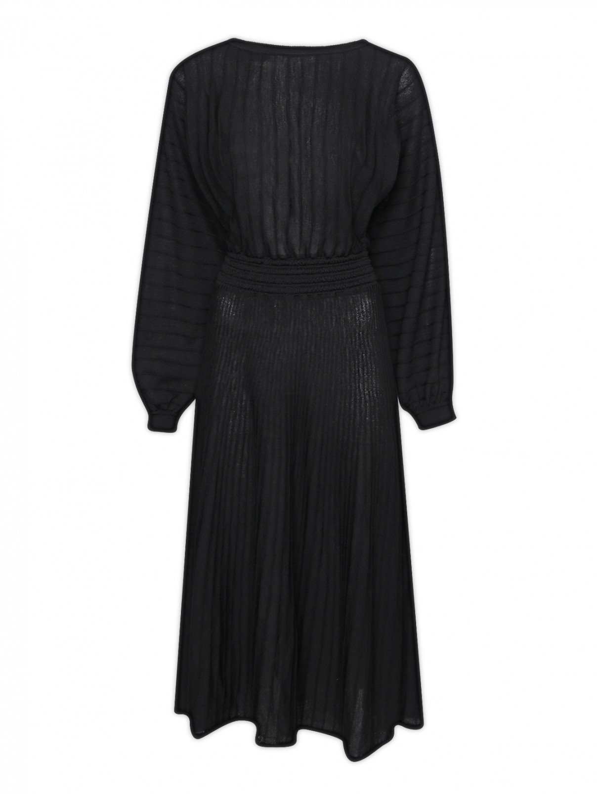 Трикотажное платье-миди из шерсти Moschino Boutique  –  Общий вид  – Цвет:  Черный