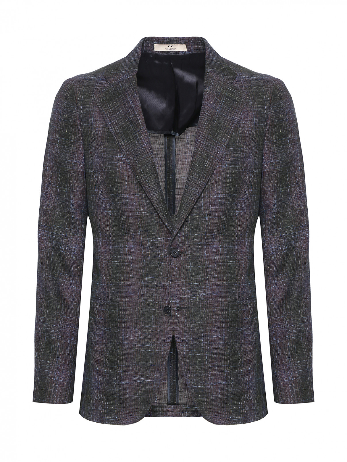 Пиджак из шерсти, хлопка и льна CC Corneliani  –  Общий вид  – Цвет:  Фиолетовый