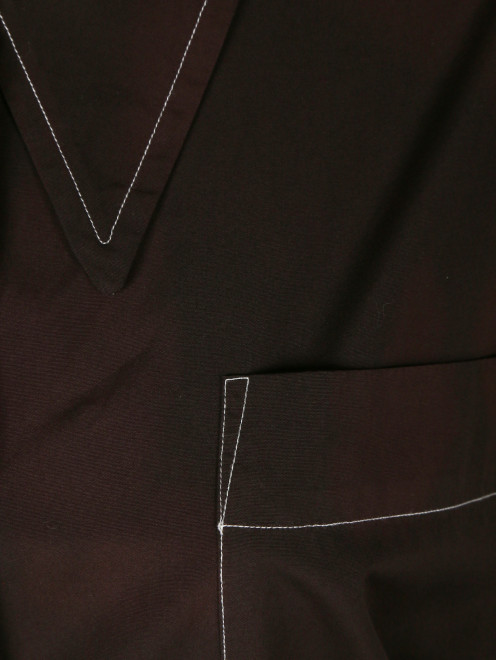 Блуза свободного кроя с принтом и контрастной отделкой - Деталь1