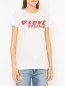 Хлопковая футболка с блестящим принтом Love Moschino  –  МодельВерхНиз