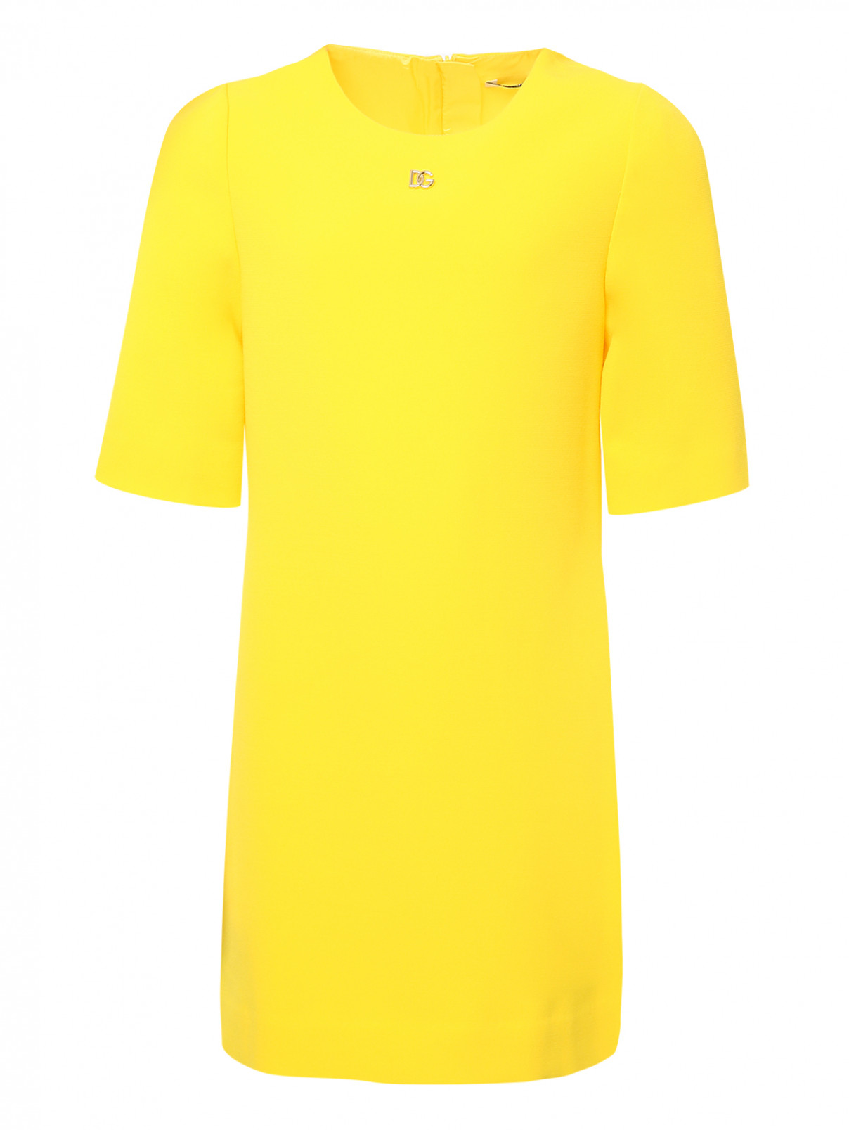 Однотонное платье с логотипом Dolce & Gabbana  –  Общий вид  – Цвет:  Желтый