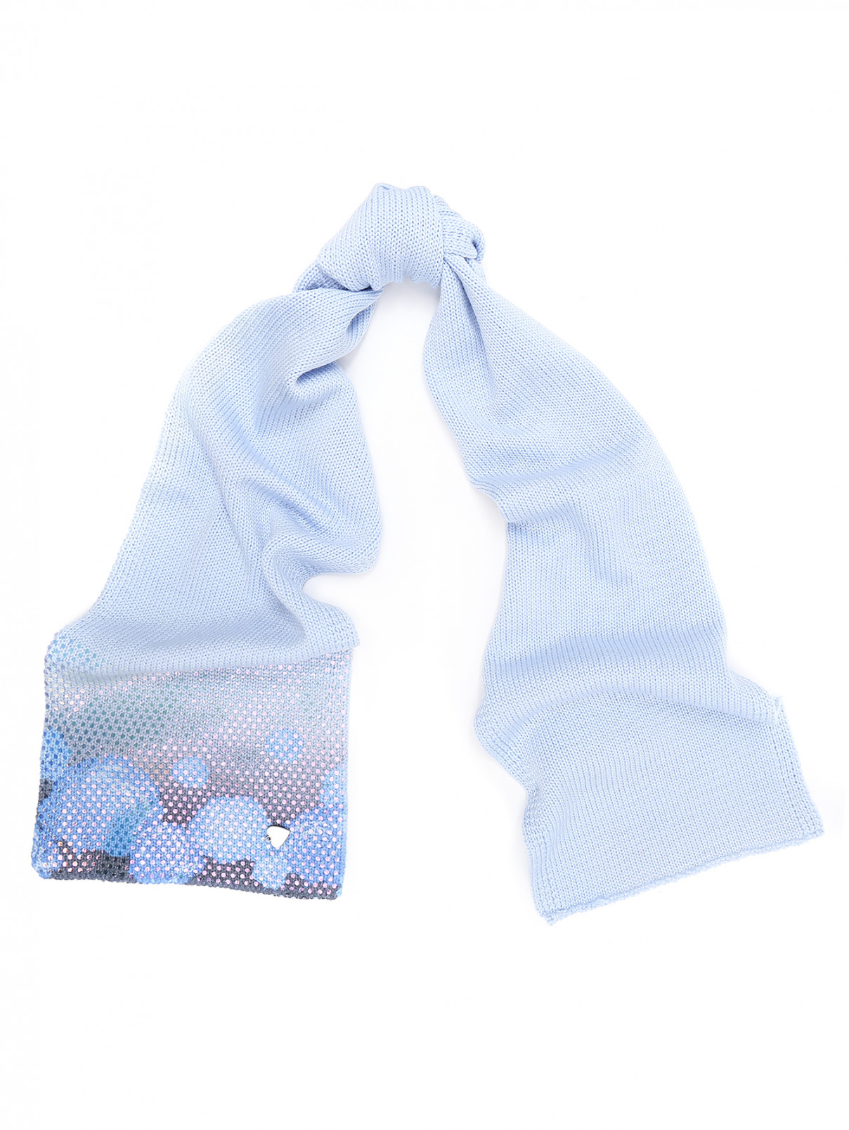Шерстяной шарф декорированный рисунком IL Trenino  –  Общий вид  – Цвет:  Синий
