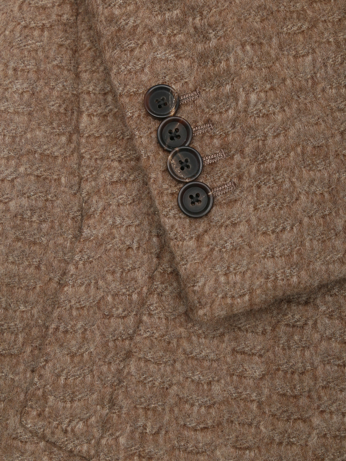 Однобортное пальто из кашемира и шерсти LARDINI  –  Деталь  – Цвет:  Коричневый
