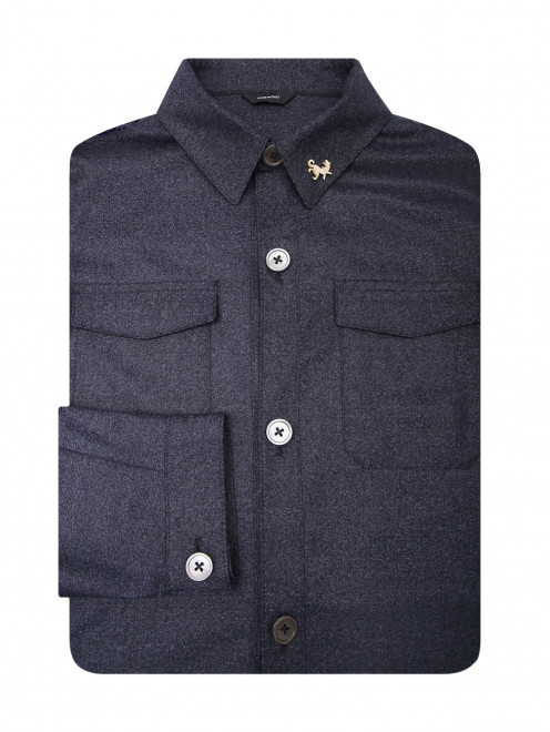 Рубашка из шерсти с накладными карманами - Общий вид