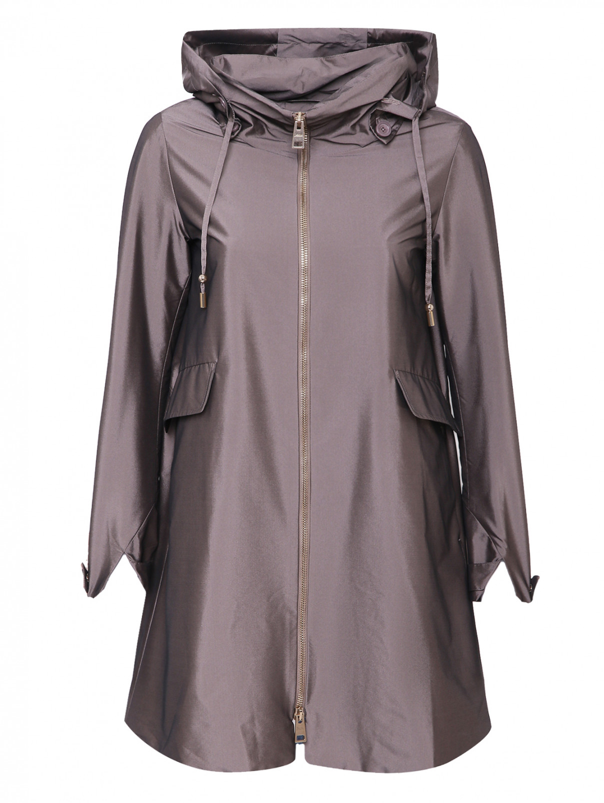 Пальто на молнии с карманами Herno  –  Общий вид  – Цвет:  Коричневый
