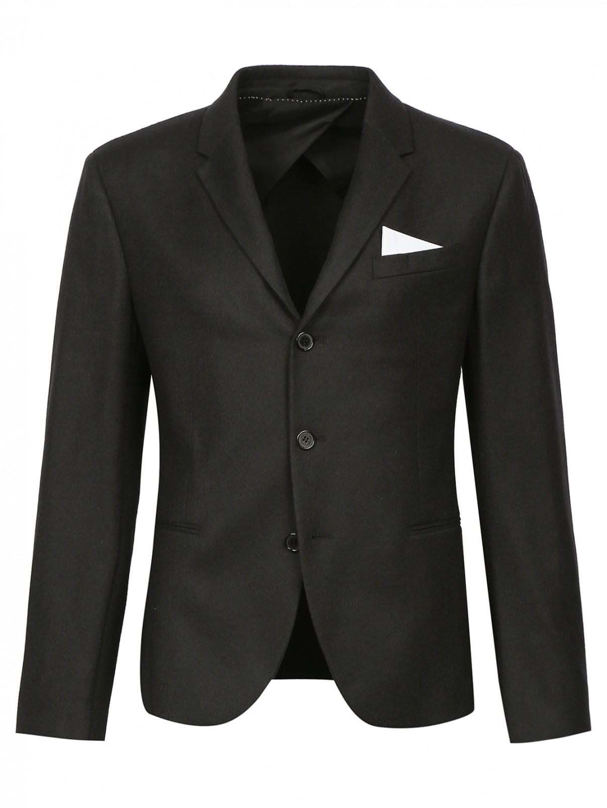 Однобортный пиджак из шерсти с трикотажной вставкой NEIL BARRETT  –  Общий вид  – Цвет:  Черный