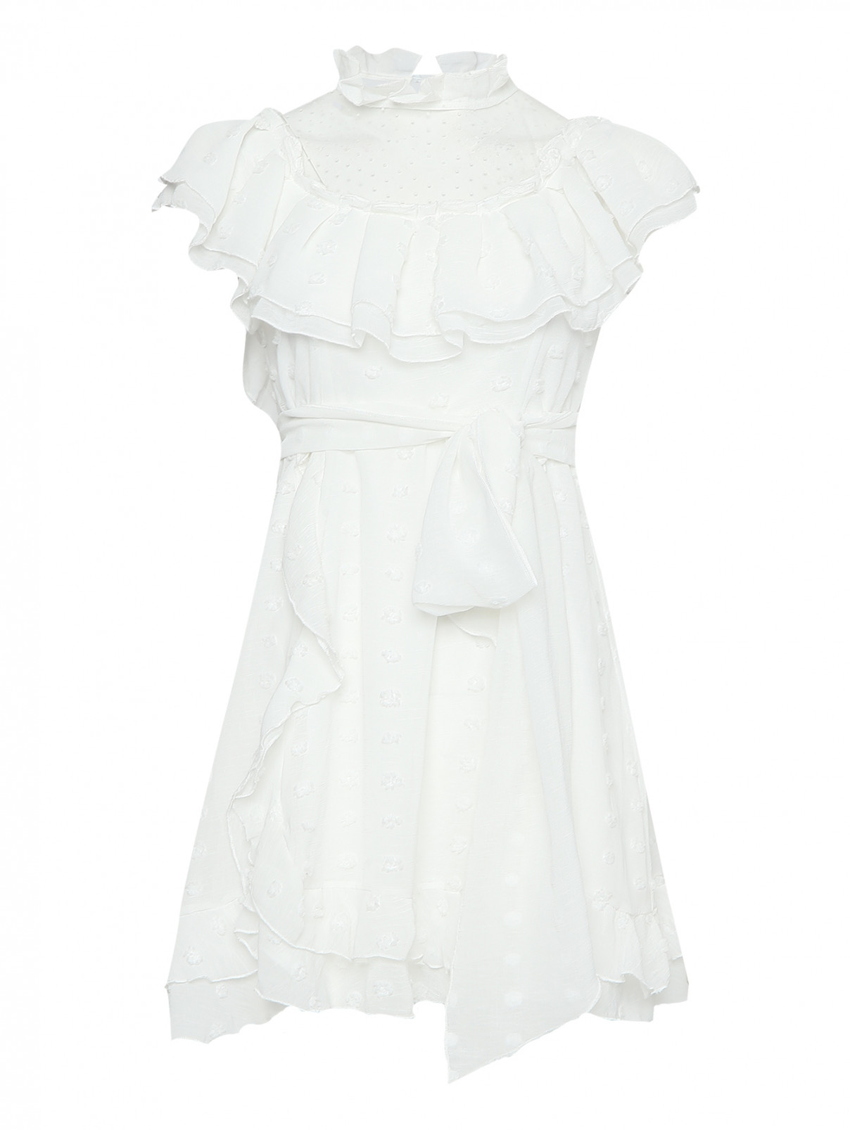 Платье-мини с воланами ODI ET AMO  –  Общий вид  – Цвет:  Белый
