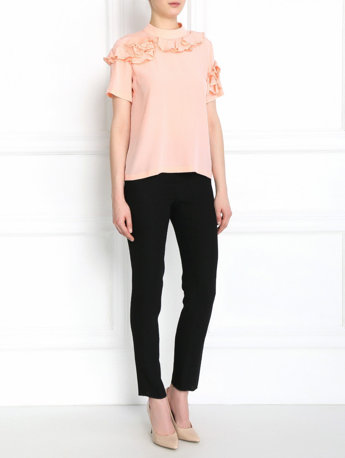 Блуза из шелка с декором Rossella Jardini  –  Модель Общий вид  – Цвет:  Розовый