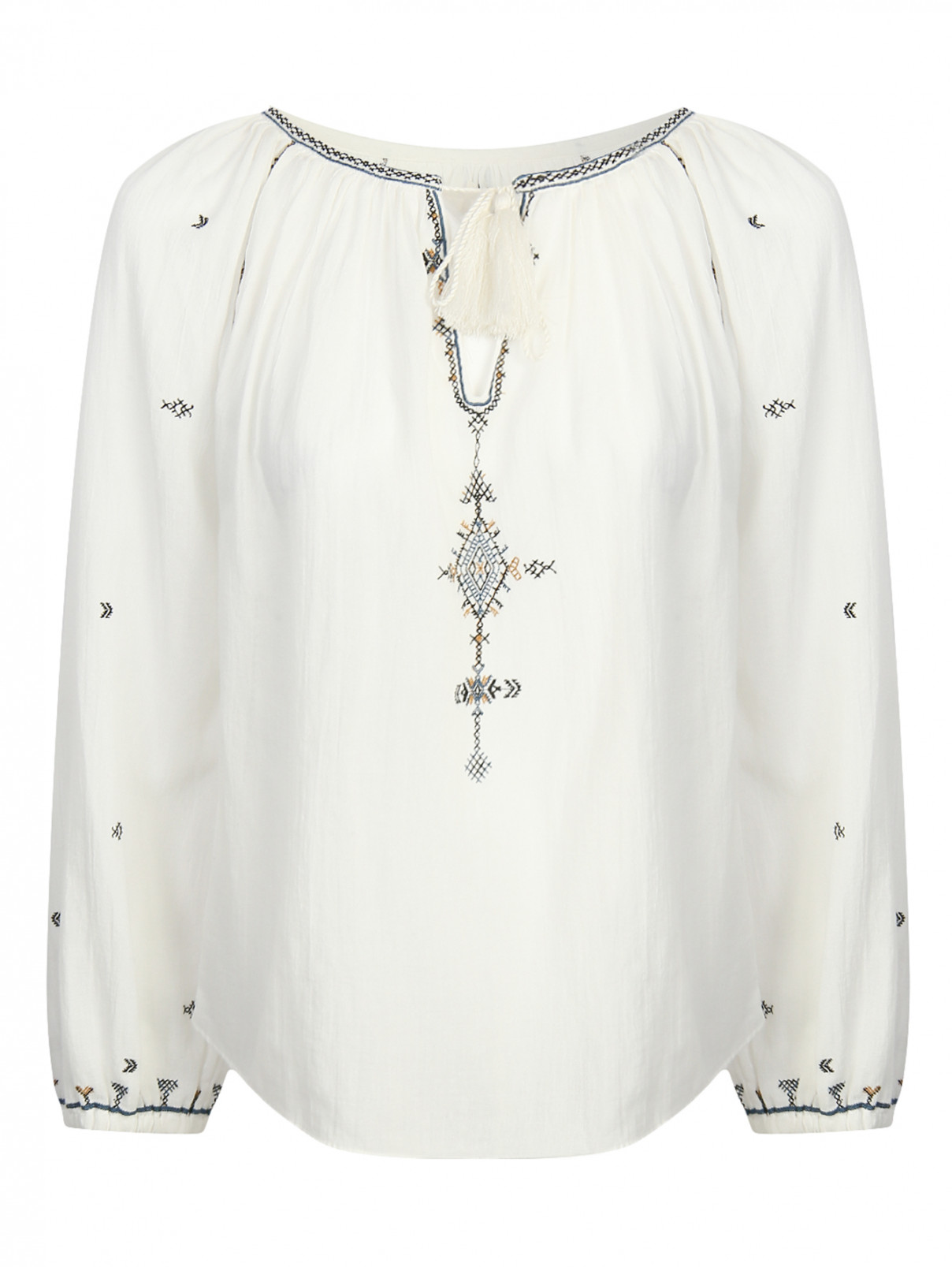 Блуза из хлопка с отделкой Isabel Marant  –  Общий вид  – Цвет:  Белый
